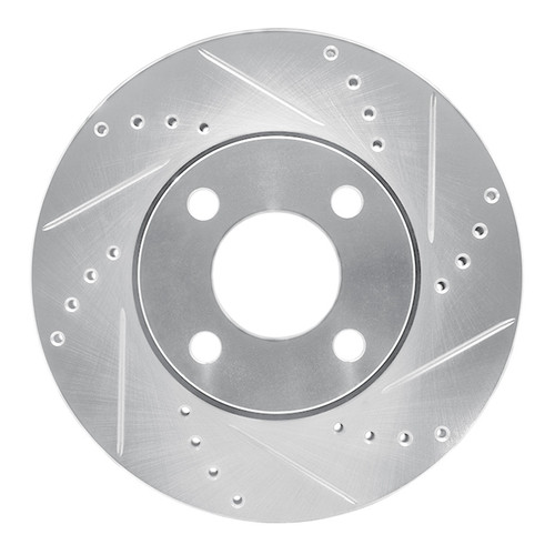 R1 90-98 Audi 90 Front Right Drilled & Slotted Silver Brake Rotor