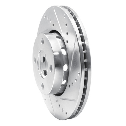 R1 90-98 Audi 90 Front Right Drilled & Slotted Silver Brake Rotor