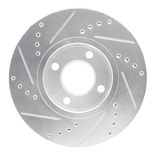 R1 90-98 Audi 90 Front Right Drilled & Slotted Silver Brake Rotor