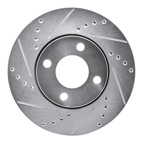 R1 90-98 Audi 90 Front Left Drilled & Slotted Silver Brake Rotor