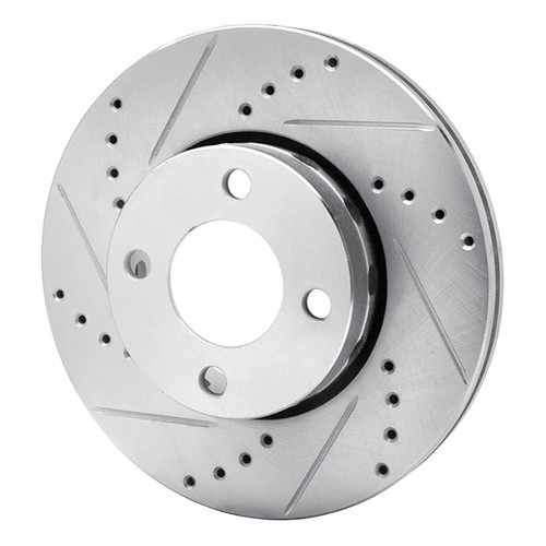 R1 90-98 Audi 90 Front Left Drilled & Slotted Silver Brake Rotor