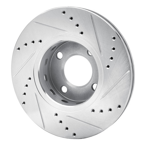 R1 90-98 Audi 90 Front Left Drilled & Slotted Silver Brake Rotor