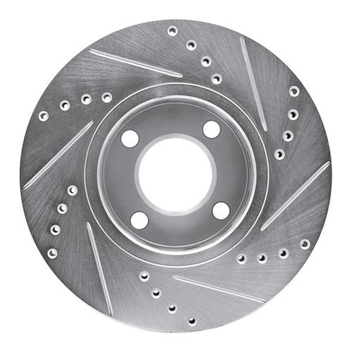 R1 90-98 Audi 90 Front Left Drilled & Slotted Silver Brake Rotor