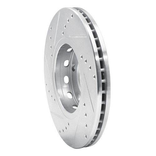 R1 85-91 Audi 200 Front Right Drilled & Slotted Silver Brake Rotor