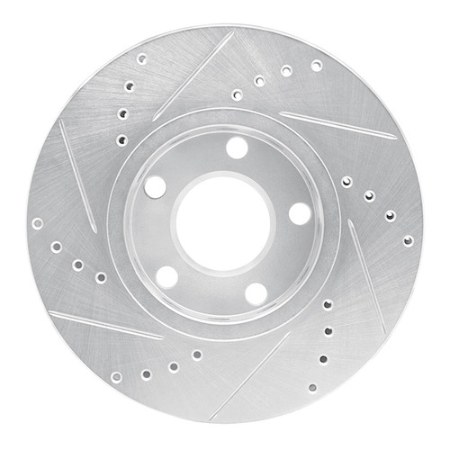 R1 85-91 Audi 200 Front Right Drilled & Slotted Silver Brake Rotor