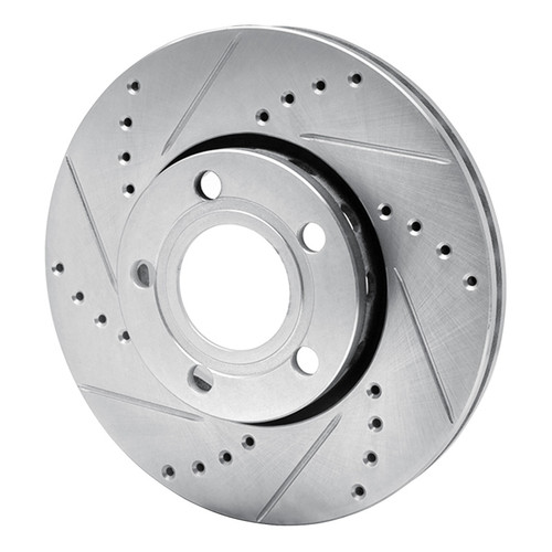 R1 85-91 Audi 5000S Quattro Front Left Drilled & Slotted Silver Brake Rotor