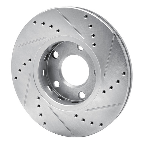 R1 85-91 Audi 5000S Quattro Front Left Drilled & Slotted Silver Brake Rotor