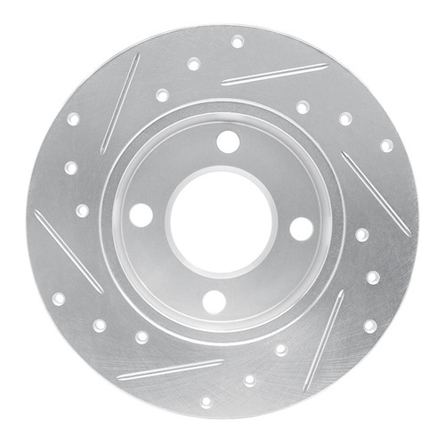 R1 82-98 Audi Coupe Rear Right Drilled & Slotted Silver Brake Rotor