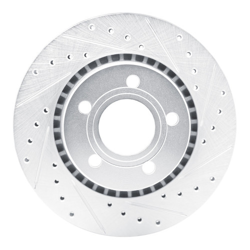 R1 80-86 Audi 5000S Front Right Drilled & Slotted Silver Brake Rotor