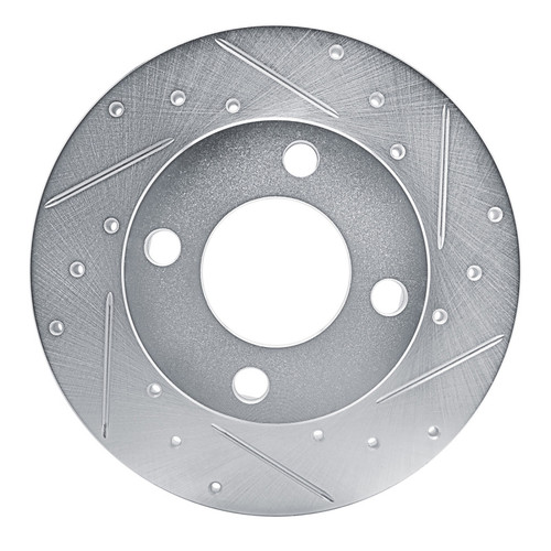R1 78-85 Audi 5000 Front Right Drilled & Slotted Silver Brake Rotor