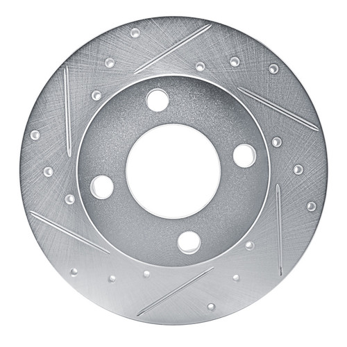 R1 78-85 Audi 5000 Front Left Drilled & Slotted Silver Brake Rotor