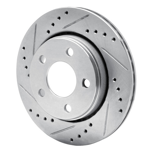 R1 85-91 Audi 200 Quattro Rear Left Drilled & Slotted Silver Brake Rotor