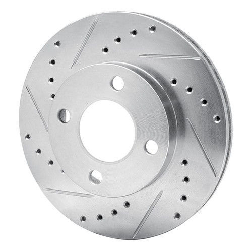 R1 78-92 Audi 80 Front Left Drilled & Slotted Silver Brake Rotor