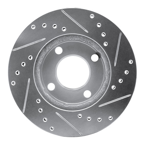R1 78-92 Audi 80 Front Left Drilled & Slotted Silver Brake Rotor
