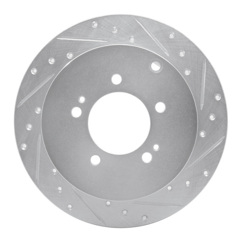 R1 07-15 Mitsubishi Lancer Rear Right Drilled & Slotted Silver Brake Rotor