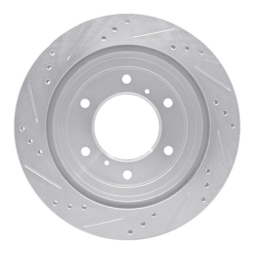R1 00-06 Mitsubishi Montero Rear Right Drilled & Slotted Silver Brake Rotor