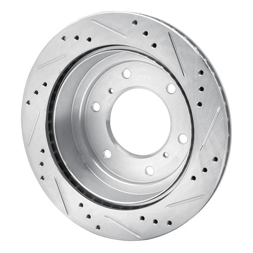 R1 00-06 Mitsubishi Montero Rear Left Drilled & Slotted Silver Brake Rotor