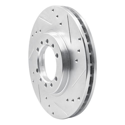 R1 94-00 Mitsubishi Montero Front Right Drilled & Slotted Silver Brake Rotor