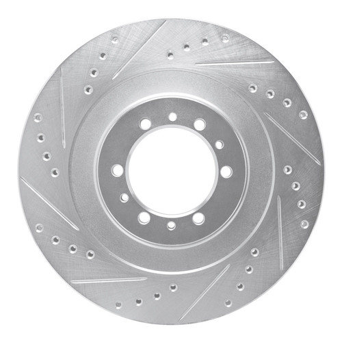 R1 98-04 Mitsubishi Montero Front Left Drilled & Slotted Silver Brake Rotor