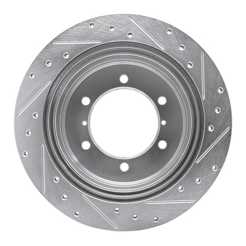 R1 90-04 Mitsubishi Montero Rear Left Drilled & Slotted Silver Brake Rotor
