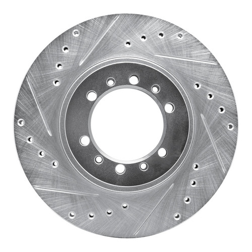 R1 90-04 Mitsubishi Montero Front Left Drilled & Slotted Silver Brake Rotor