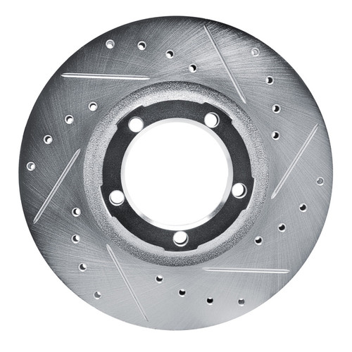 R1 87-90 Mitsubishi Van Front Right Drilled & Slotted Silver Brake Rotor