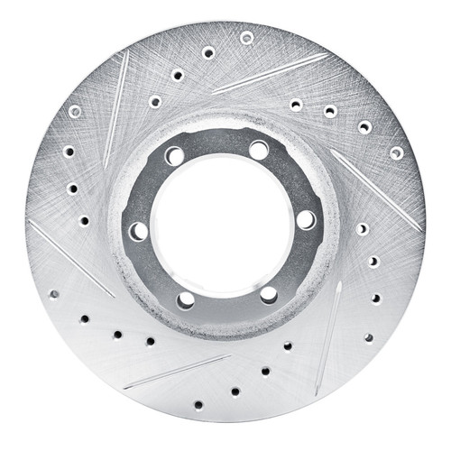 R1 86-96 Dodge Ram 50 Front Left Drilled & Slotted Silver Brake Rotor