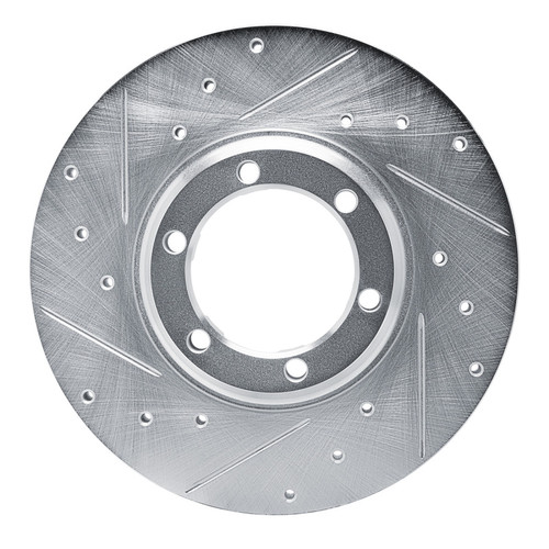 R1 79-86 Dodge Ram 50 Front Left Drilled & Slotted Silver Brake Rotor