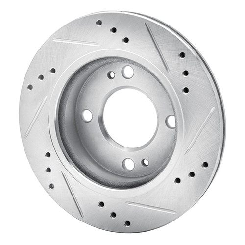 R1 14-15 Mitsubishi Mirage Front Left Drilled & Slotted Silver Brake Rotor