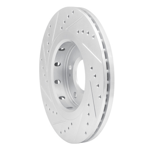 R1 09-15 Mitsubishi Lancer Front Right Drilled & Slotted Silver Brake Rotor