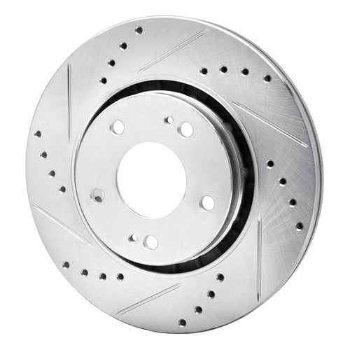 R1 09-15 Mitsubishi Lancer Front Left Drilled & Slotted Silver Brake Rotor