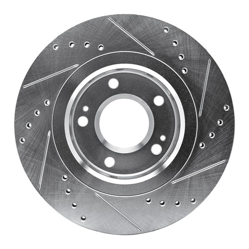 R1 09-15 Mitsubishi Lancer Front Left Drilled & Slotted Silver Brake Rotor