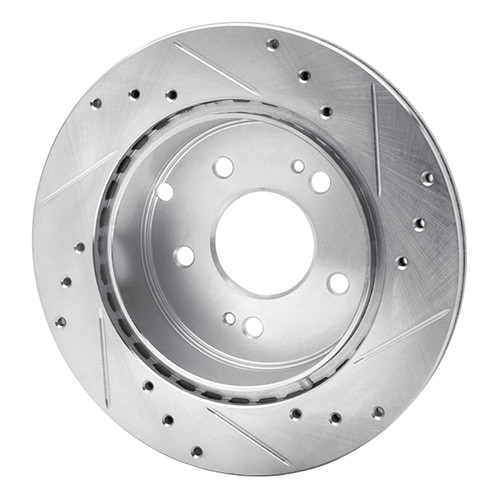 R1 06-12 Mitsubishi Galant Rear Left Drilled & Slotted Silver Brake Rotor