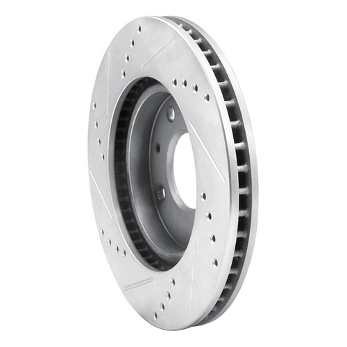 R1 04-04 Mitsubishi Lancer Front Right Drilled & Slotted Silver Brake Rotor