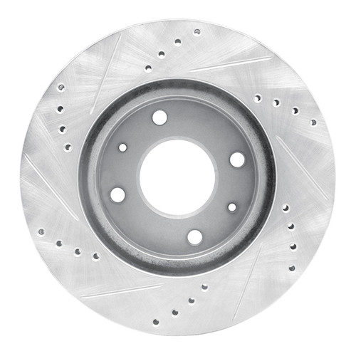 R1 04-04 Mitsubishi Lancer Front Right Drilled & Slotted Silver Brake Rotor