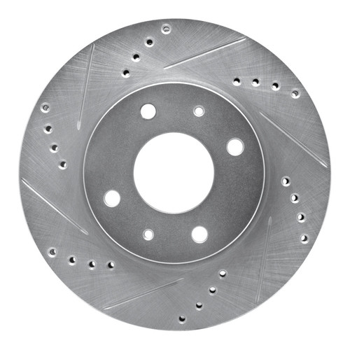 R1 04-04 Mitsubishi Lancer Front Left Drilled & Slotted Silver Brake Rotor