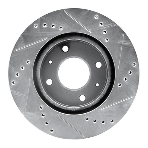 R1 04-04 Mitsubishi Lancer Front Left Drilled & Slotted Silver Brake Rotor