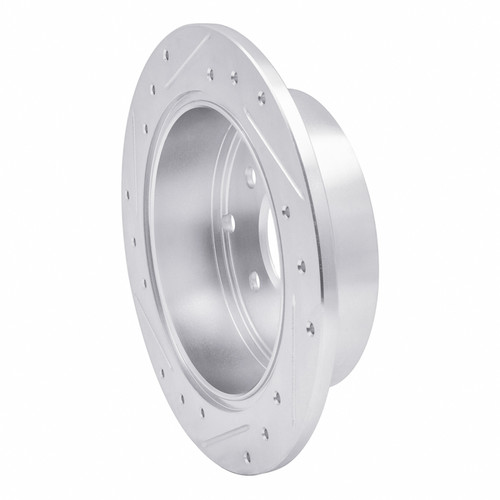 R1 04-12 Mitsubishi Eclipse Rear Right Drilled & Slotted Silver Brake Rotor