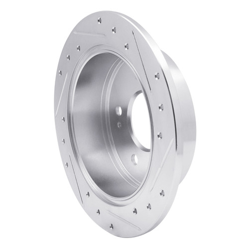 R1 04-12 Mitsubishi Eclipse Rear Left Drilled & Slotted Silver Brake Rotor