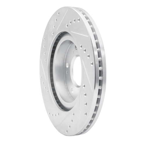 R1 04-12 Mitsubishi Eclipse Front Right Drilled & Slotted Silver Brake Rotor