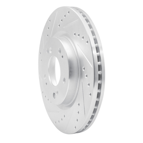 R1 04-12 Mitsubishi Eclipse Front Left Drilled & Slotted Silver Brake Rotor