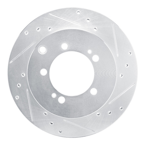 R1 92-96 Mitsubishi DIAMANTE Rear Right Drilled & Slotted Silver Brake Rotor