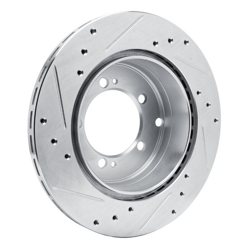 R1 92-96 Mitsubishi DIAMANTE Rear Right Drilled & Slotted Silver Brake Rotor