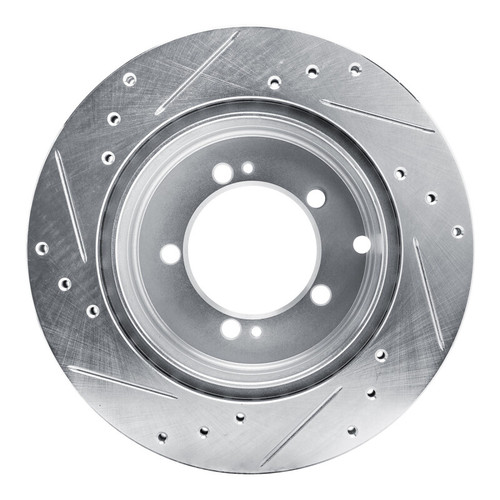 R1 92-96 Mitsubishi DIAMANTE Rear Right Drilled & Slotted Silver Brake Rotor