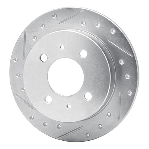R1 92-96 Dodge COLT Rear Left Drilled & Slotted Silver Brake Rotor