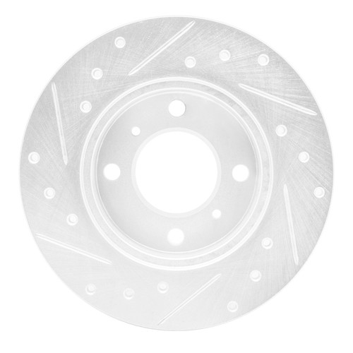 R1 92-96 Dodge COLT Front Right Drilled & Slotted Silver Brake Rotor