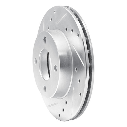 R1 92-00 Dodge COLT Front Left Drilled & Slotted Silver Brake Rotor