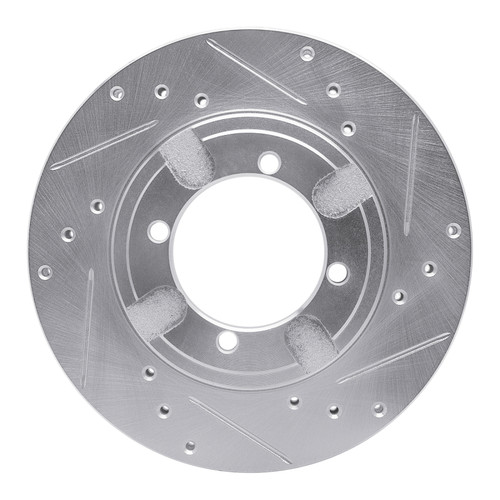 R1 91-92 Mitsubishi Mirage Front Right Drilled & Slotted Silver Brake Rotor