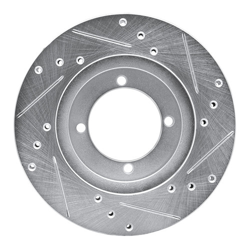 R1 91-92 Mitsubishi Mirage Front Left Drilled & Slotted Silver Brake Rotor