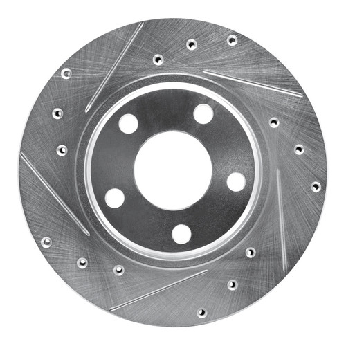 R1 90-93 Mitsubishi Galant Front Left Drilled & Slotted Silver Brake Rotor